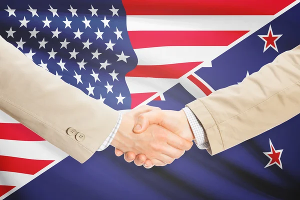 Zakenlieden handdruk - Verenigde Staten en Nieuw-Zeeland — Stockfoto