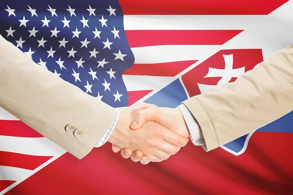 Unternehmer-Handshake - USA und der Slowakei — Stockfoto