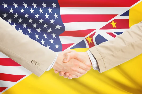 商人握手-美国和纽埃 — 图库照片