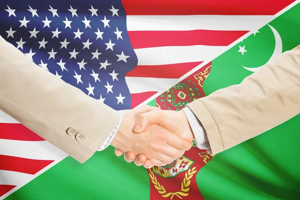 Podnikatelé handshake - USA a Turkmenistán — Stock fotografie