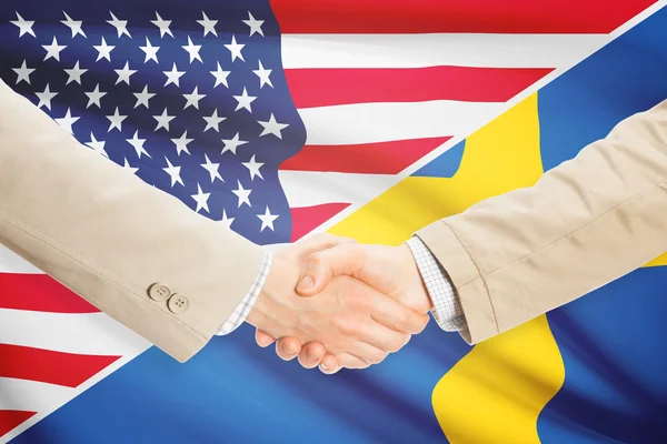 Unternehmer-Handshake - USA und Schweden — Stockfoto