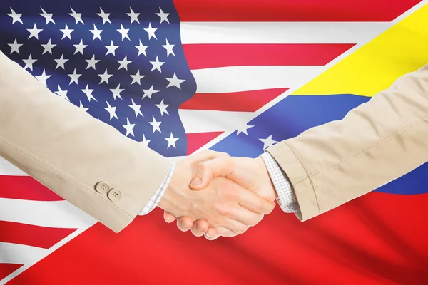 Apretón de manos de hombres de negocios - Estados Unidos y Venezuela —  Fotos de Stock