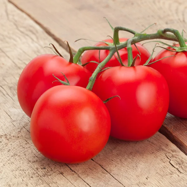 Fresh red tomatoes on wooden table - studio shot — Stock Photo, Image