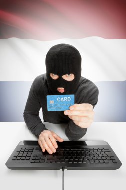 Cybercrime concept with national flag on background - Netherlands
