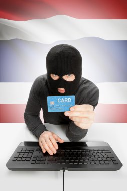 Cybercrime concept with national flag on background - Thailand