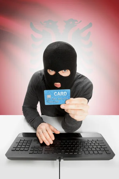 Cybercrime concept with national flag on background - Albania — Stock Photo, Image