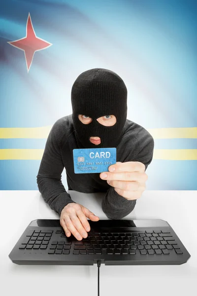 Cybercrime concept with national flag on background - Aruba — Stock Photo, Image