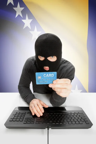 Cybercrime concept with national flag on background - Bosnia and Herzegovina — Stock Photo, Image
