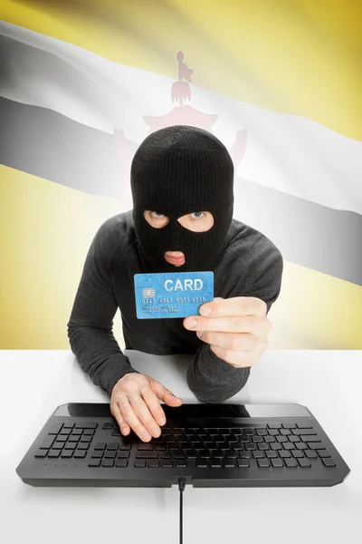 Cybercrime concept with national flag on background - Brunei — Stock Photo, Image