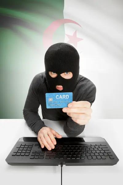 Cybercrime concept with national flag on background - Algeria — Stock Photo, Image