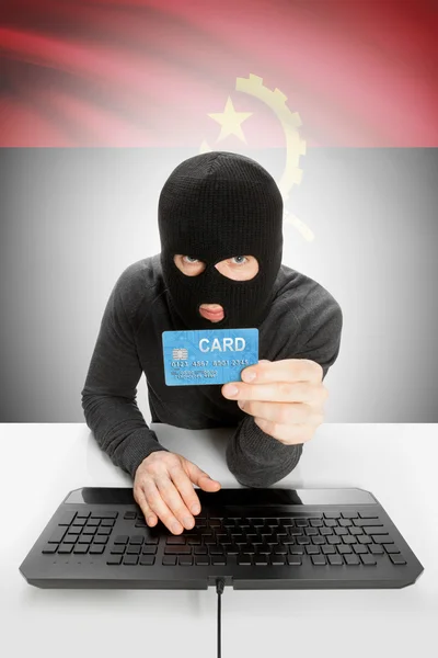 Cybercrime concept with national flag on background - Angola — Stock Photo, Image