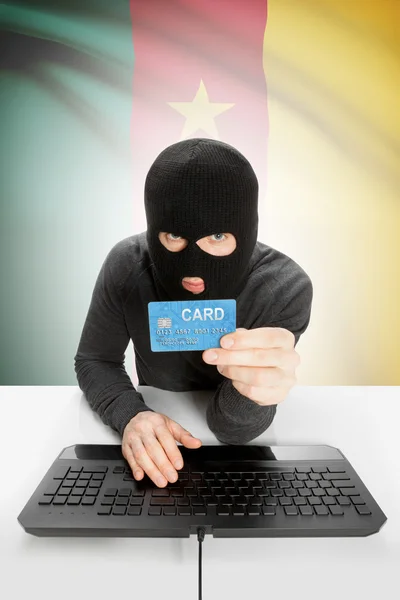 Cybercrime concept with national flag on background - Cameroon — Stock Photo, Image