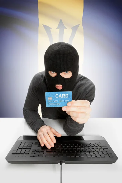 Cybercrime concept with national flag on background - Barbados — Stock Photo, Image