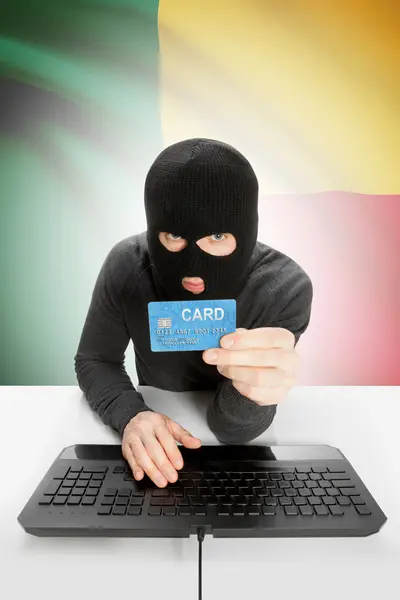 Cybercrime concept with national flag on background - Benin — Stock Photo, Image