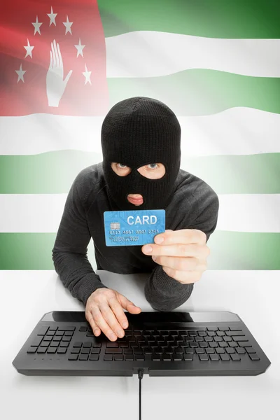 Cybercrime concept with national flag on background - Abkhazia — Stock Photo, Image