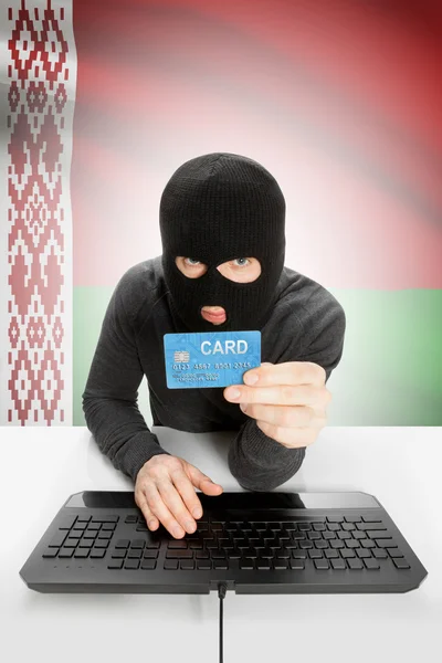Cybercrime concept with national flag on background - Belarus — Stock Photo, Image