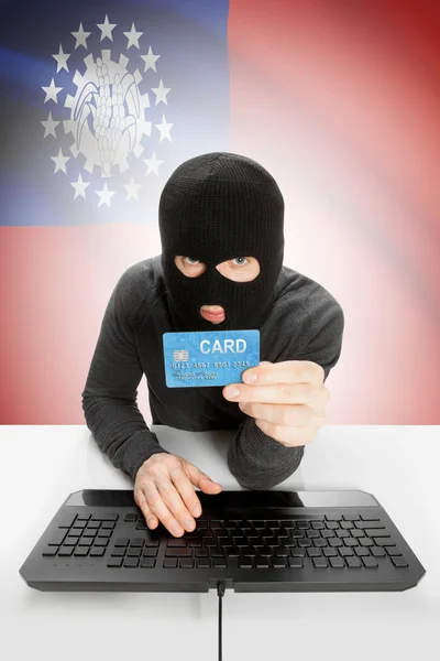 Cybercrime concept with national flag on background - Burma — Stock Photo, Image