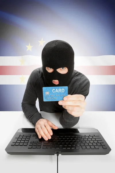 Concept de la cybercriminalité avec drapeau national sur fond - Cap Vert — Photo