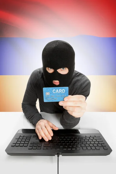 Cybercrime-Konzept mit Nationalflagge auf Hintergrund - Armenien — Stockfoto