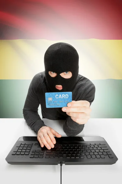 Cybercrime concept with national flag on background - Bolivia — Stock Photo, Image