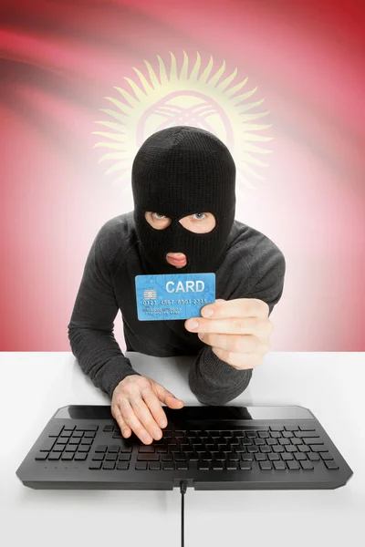 Cybercrime concept with national flag on background - Kyrgyzstan — Stock Photo, Image