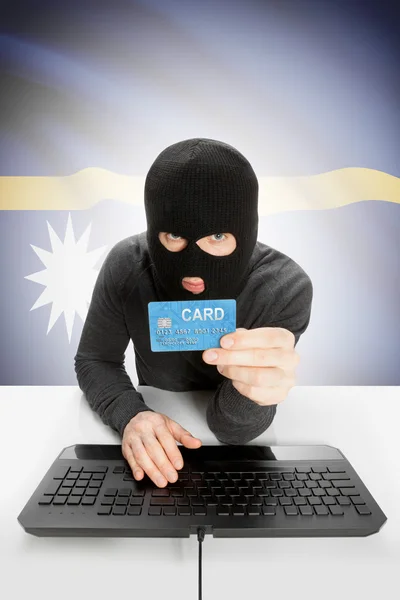 Cybercrime concept with national flag on background - Nauru — Stock Photo, Image