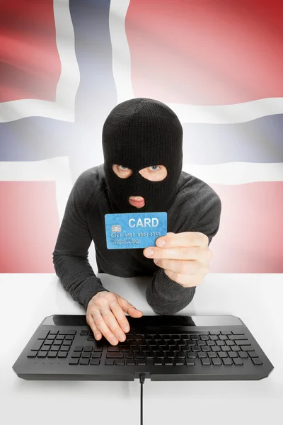 Cybercrime concept with national flag on background - Norway —  Fotos de Stock