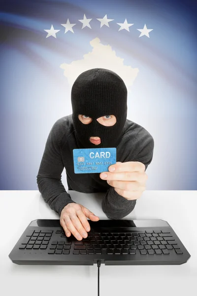 Cybercrime concept with national flag on background - Kosovo — Stock Photo, Image