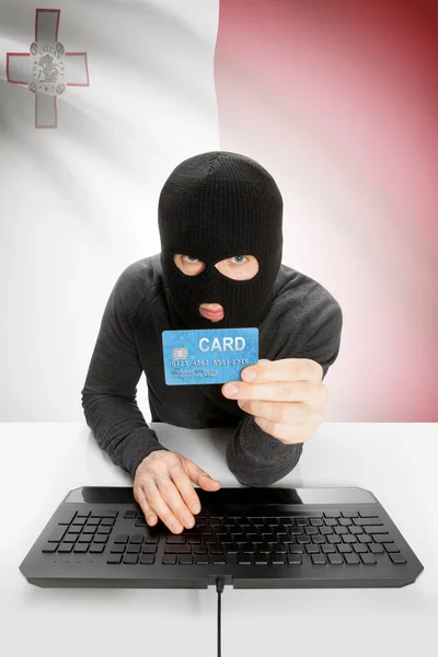 Cybercrime concept with national flag on background - Malta — Stockfoto