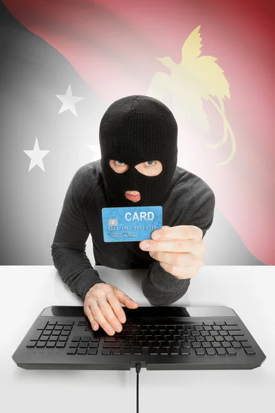 Cybercrime concept with national flag on background - Papua New Guinea — Stock Photo, Image