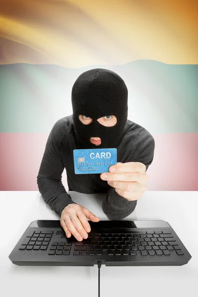 Cybercrime concept with national flag on background - Lithuania — Stock Photo, Image