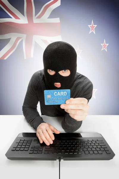 Cybercrime concept with national flag on background - New Zealand —  Fotos de Stock