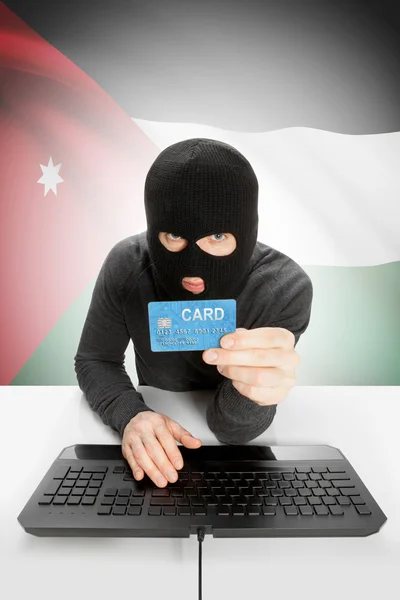 Cybercrime concept with national flag on background - Jordan — Stok fotoğraf