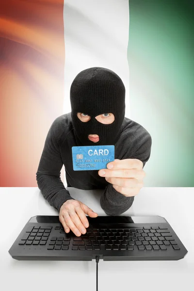 Cybercrime concept with national flag on background - Ivory Coast — Stok fotoğraf