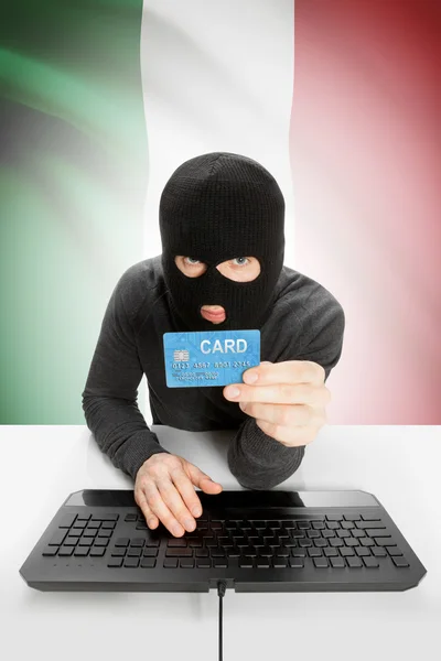 Cybercrime concept with national flag on background - Italy —  Fotos de Stock