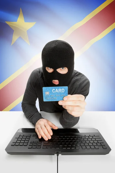 Cybercrime concept with national flag on background - Congo-Kinshasa — Stock fotografie