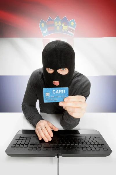 Cybercrime concept with national flag on background - Croatia — Foto Stock