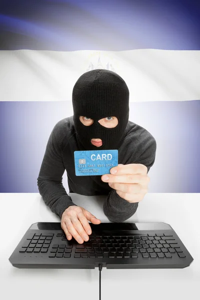 Cybercrime concept with national flag on background - El Salvador — Stock Photo, Image