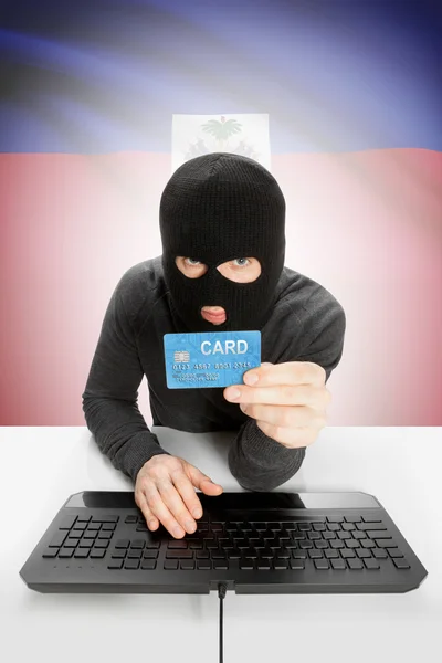 Cybercrime concept with national flag on background - Haiti — Stock Photo, Image