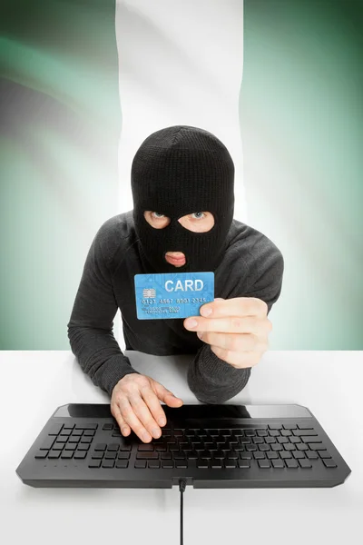 Cybercrime concept with national flag on background - Nigeria — Stock Photo, Image