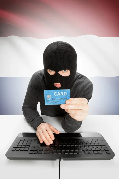 Cybercrime concept with national flag on background - Netherlands —  Fotos de Stock