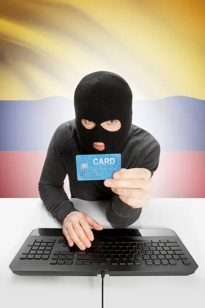 Cybercrime concept with national flag on background - Colombia —  Fotos de Stock