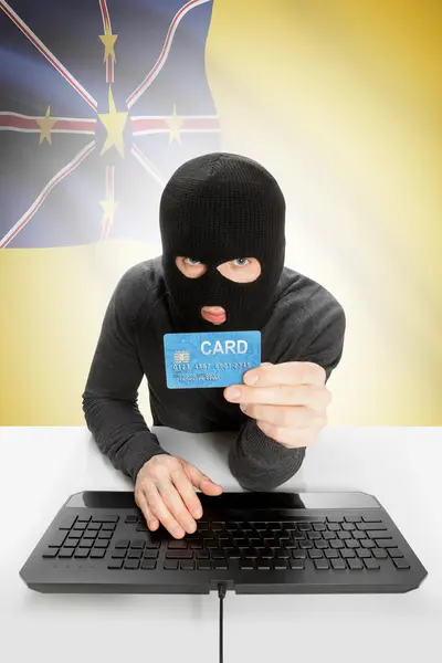 Cybercrime concept with national flag on background - Niue — Stock Photo, Image