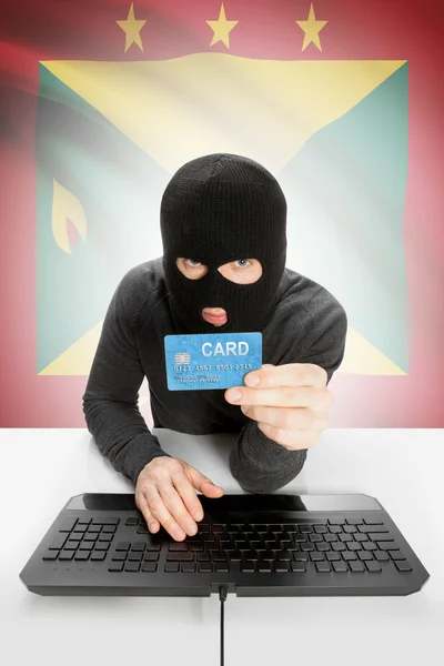 Cybercrime concept with national flag on background - Grenada — Stock Photo, Image