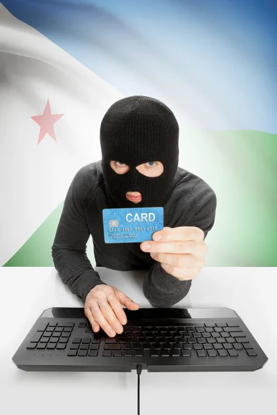 Cybercrime concept with national flag on background - Djibouti — Stock Photo, Image