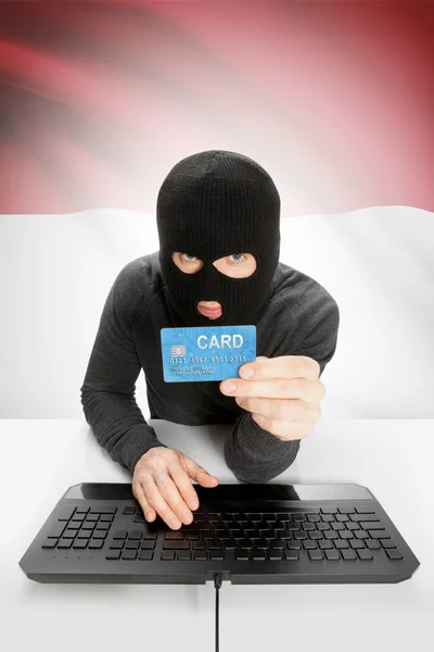 Cybercrime concept with national flag on background - Indonesia — Foto Stock