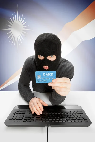 Cybercrime concept with national flag on background - Marshall Islands —  Fotos de Stock