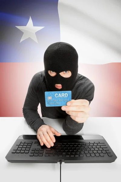 Cybercrime concept with national flag on background - Chile — Zdjęcie stockowe