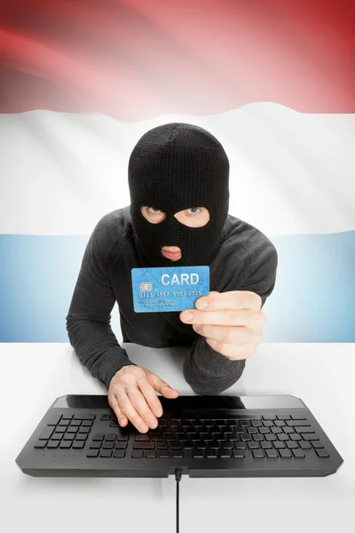 Cybercrime concept with national flag on background - Luxembourg — Stok fotoğraf