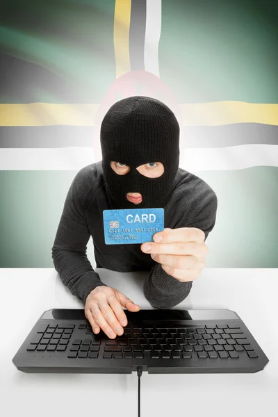 Cybercrime concept with national flag on background - Dominica — Stok fotoğraf